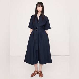 NWT! BANANA REPUBLIC NAVY BLUE COTTON POPLIN UTILITY SHIRT DRESS 🛍️ 🛍️